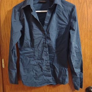New York and Company Stretch Dark Blue Dress Shirt